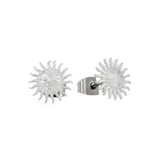 Tipperary Crystal Soleil Sun with Face Stud Earrings Silver