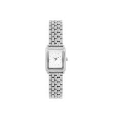 Tipperary Crystal Classic Rectangular White & Silver Bracelet Watch