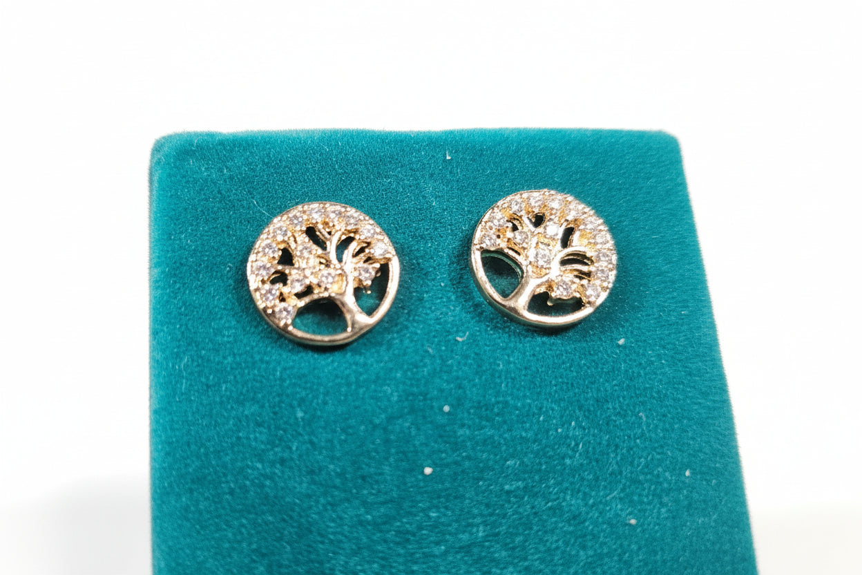 Gold Tree of Life Stud Earrings