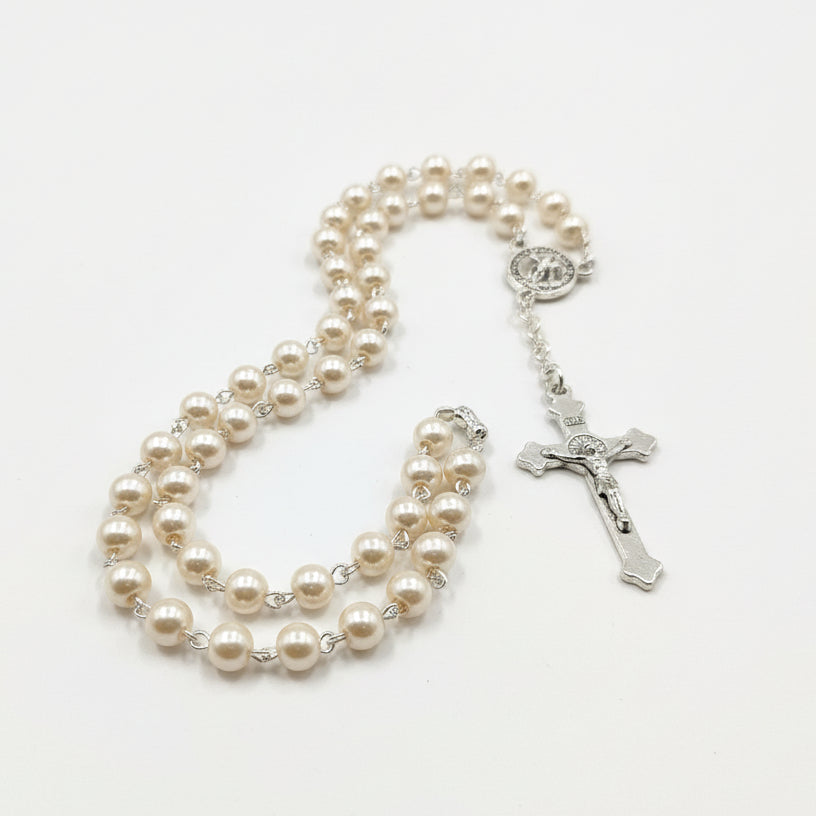 Girls Pearl First Holy Communion Rosery Beads