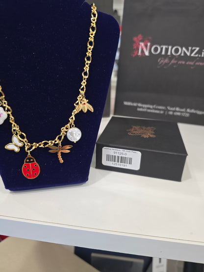 Ladybug Necklace, 18K Gold Plated Steel