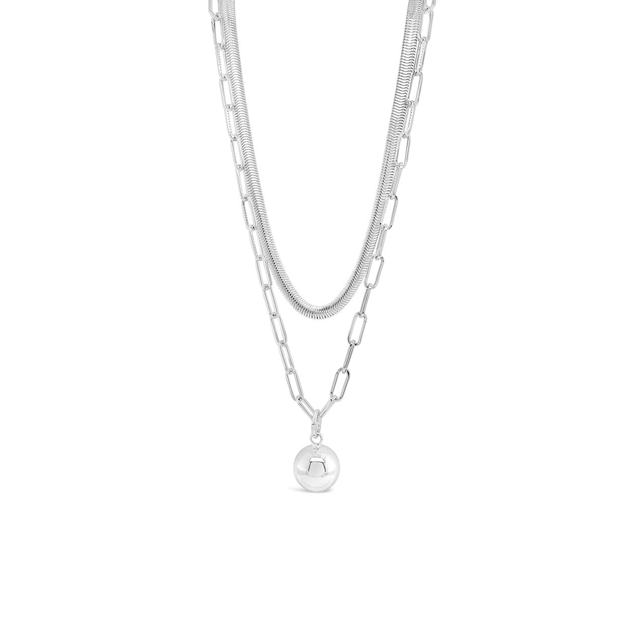 SILVER DOUBLE CHAIN WITH BALL