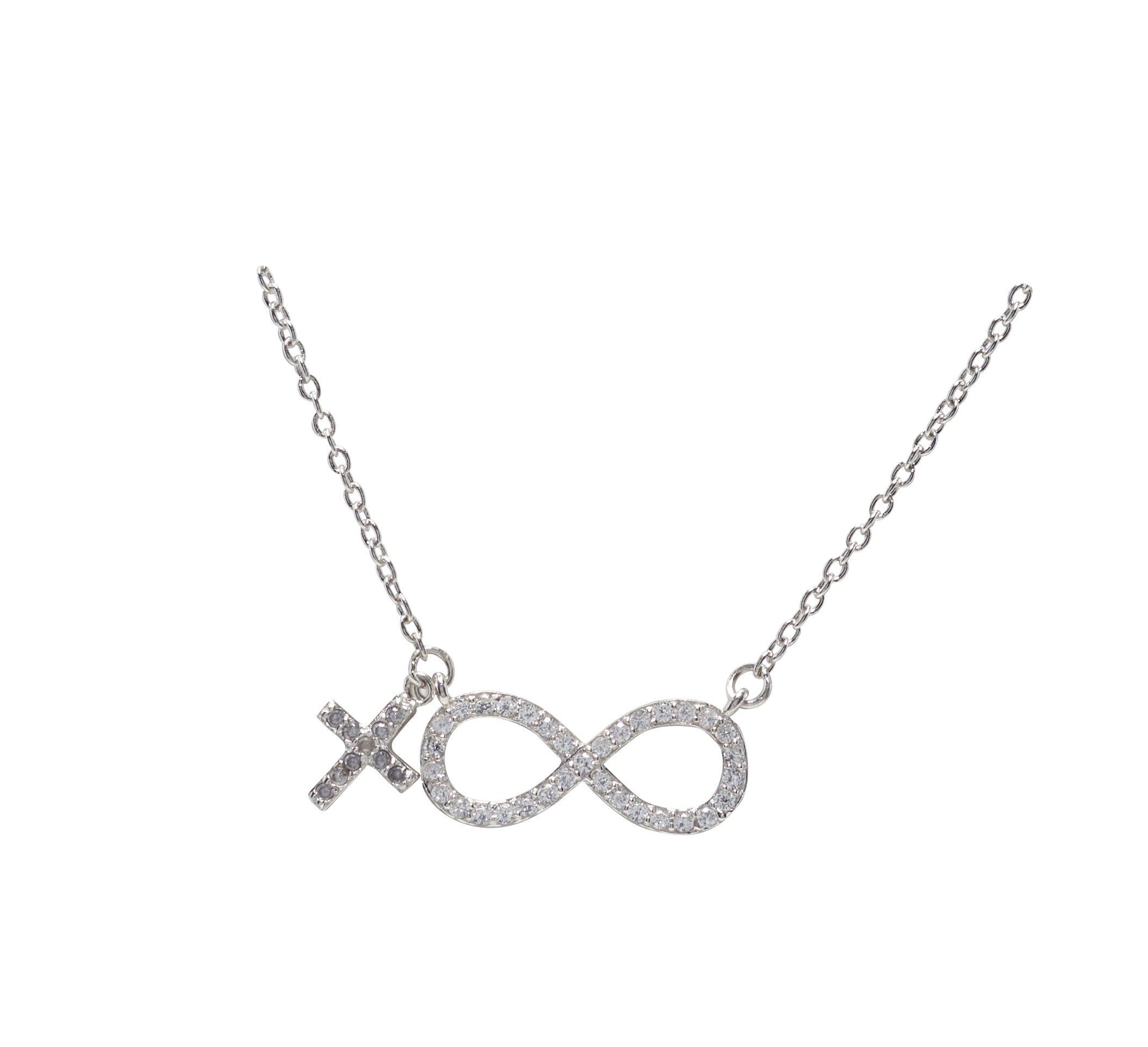 Kids Sterling Silver Necklace Infinity Cross