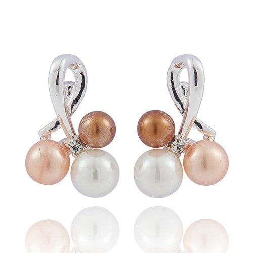 Equilibrium Silver Plated Shades of Mocha Bead Earrings
