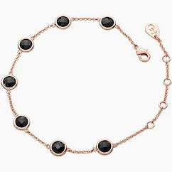 Tipperary Noir Bezel-Cut Black Stone Chain Bracelet