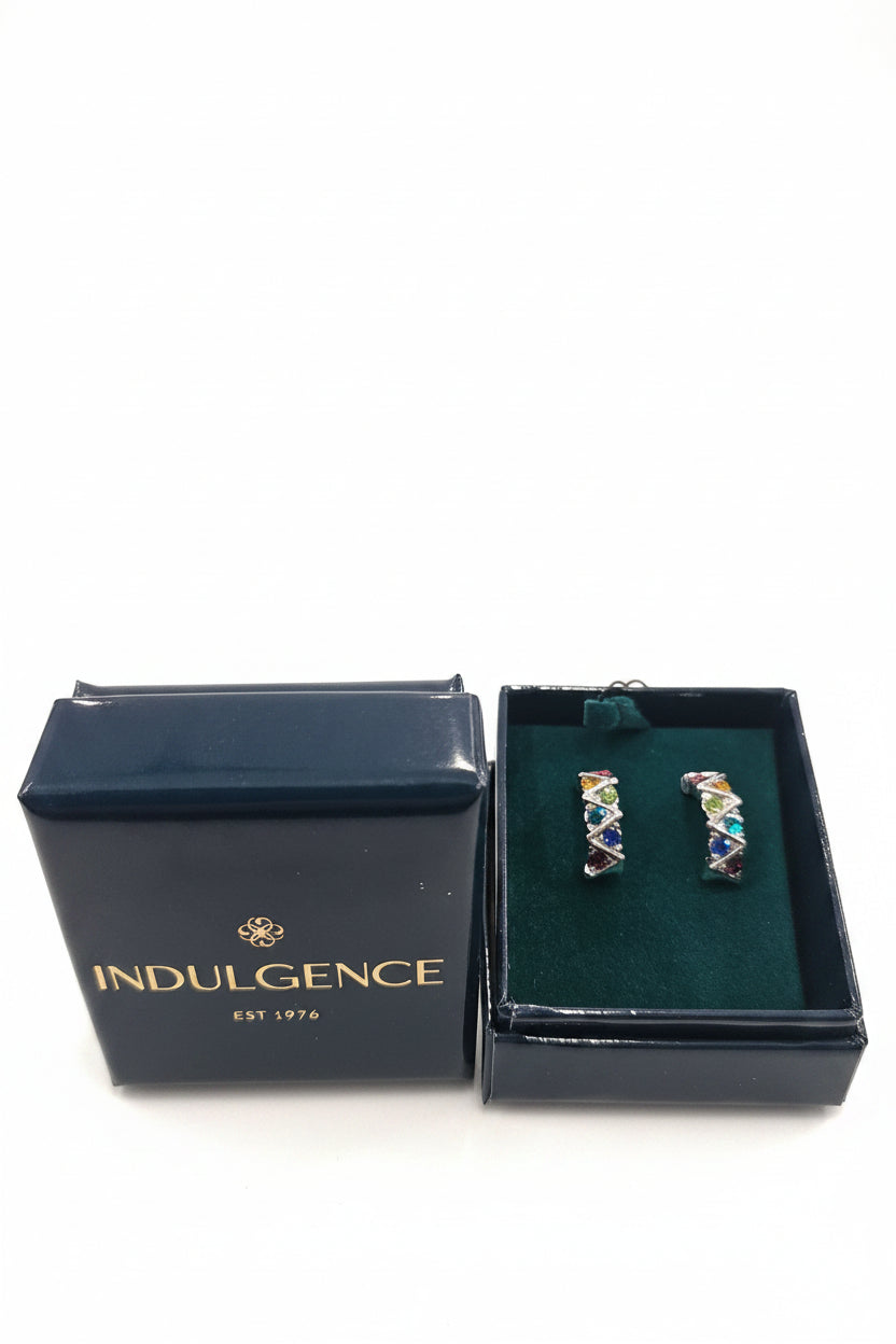 Half Hoops with Coloured  Stones
