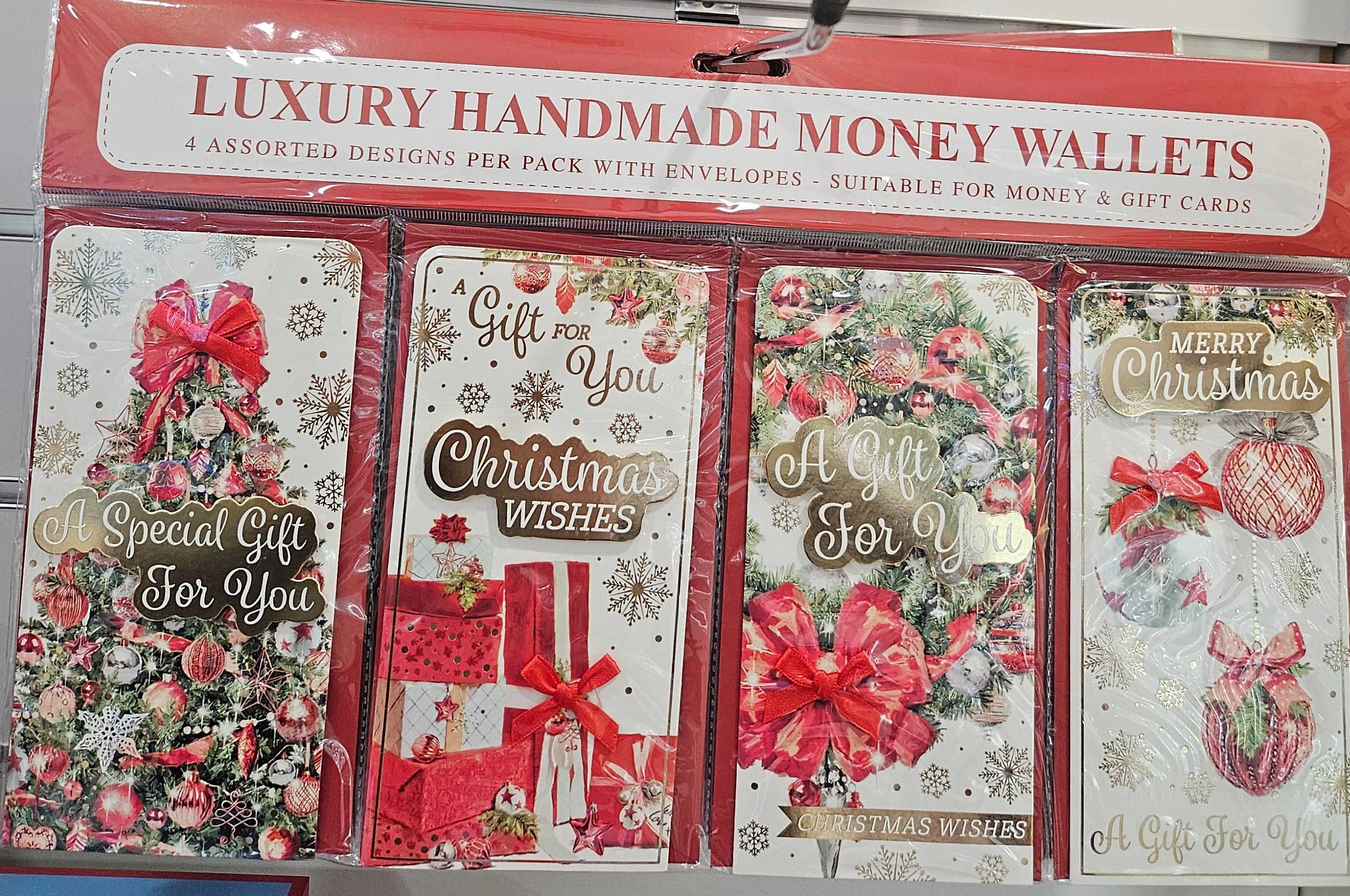 4 pack of Christmas money wallets