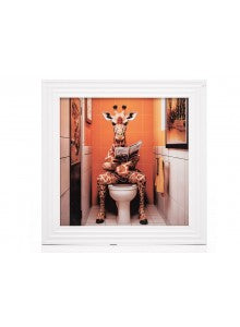 Stonewall Gallery Framed Picture Giraffe In the Bathroom 40×40×17