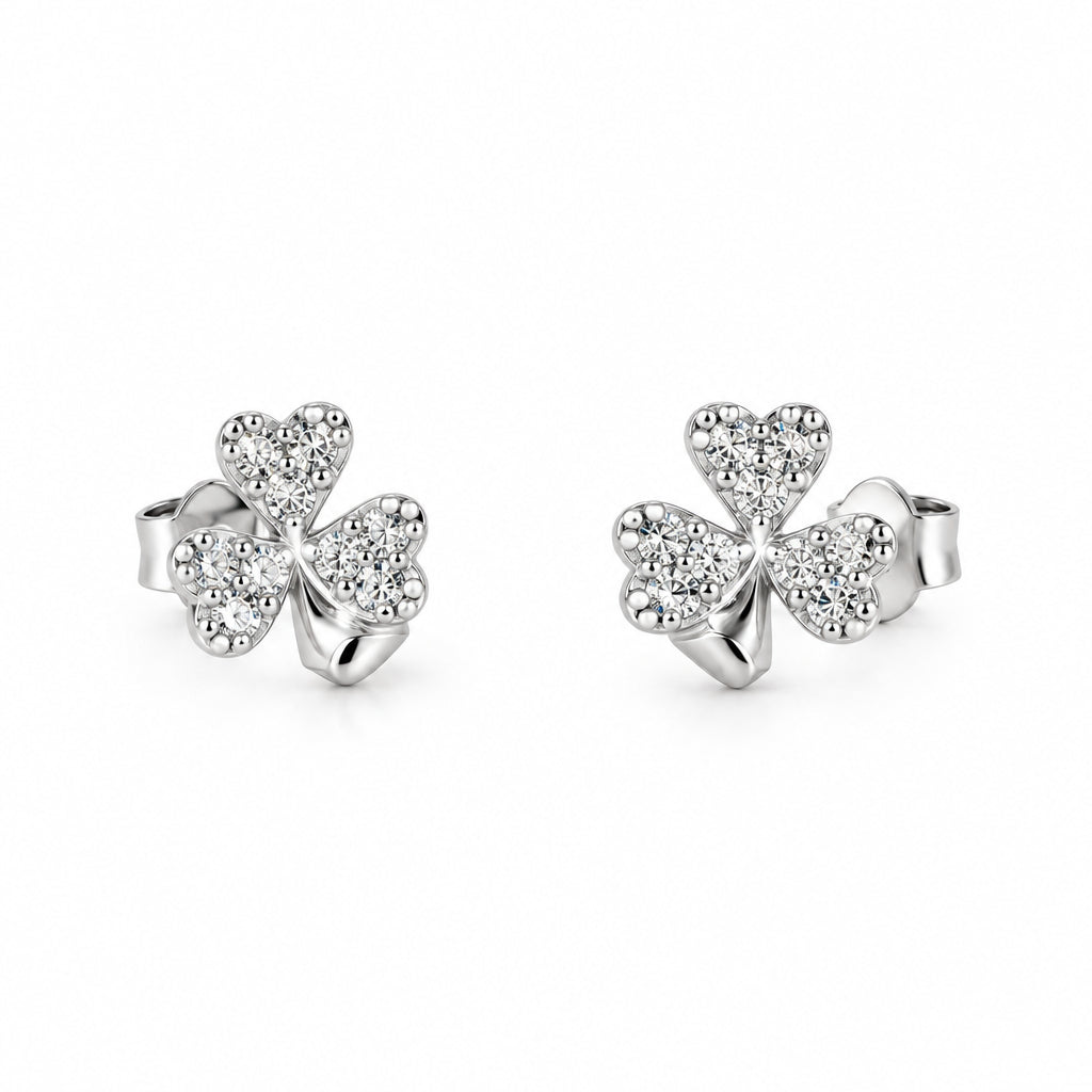 Sterling Silver CZ Shamrock with Dimante Earrings