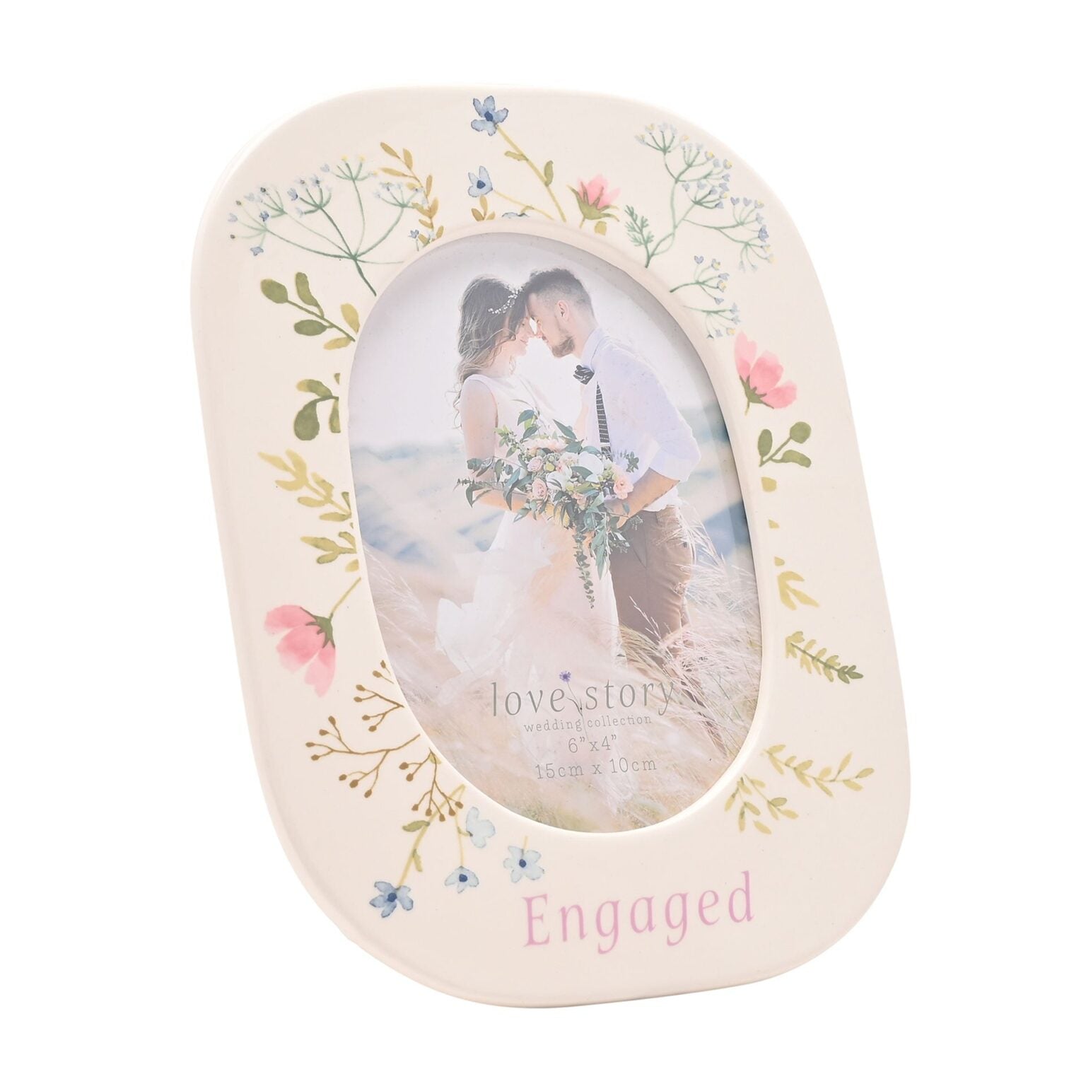 Love Story Ceramic Floral Frame 4x6 Engagement
