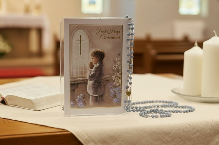 Boys Communion Rosery Beads Grey