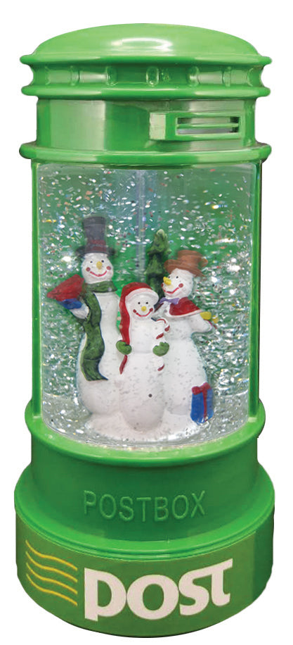 Green Post Box with Snowmen