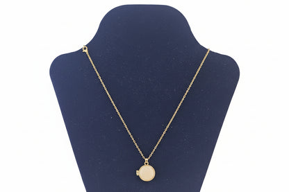 Gold Locket with Enamel Locket Necklace