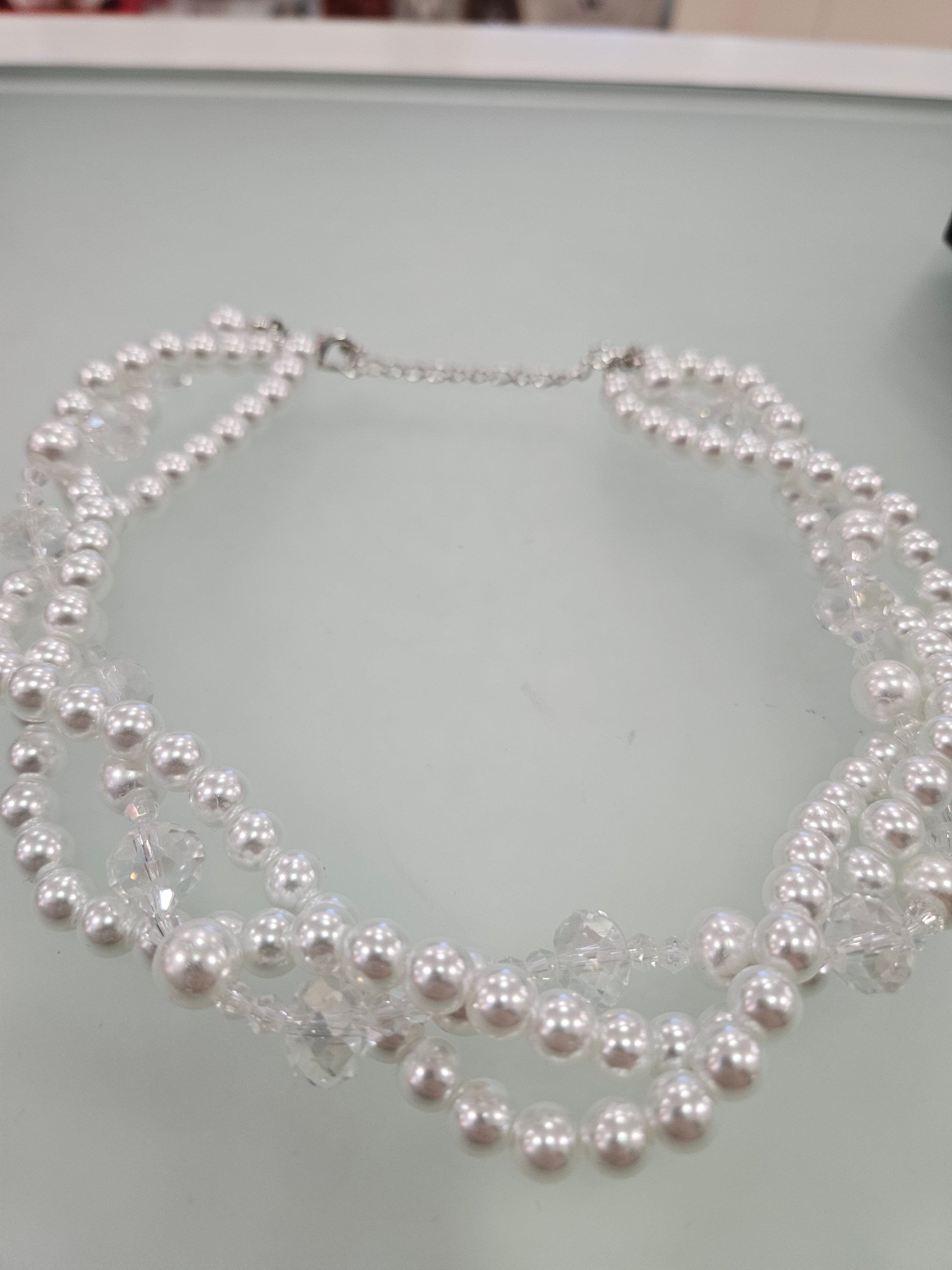 Twist Pearl & Crystal Bead Necklace