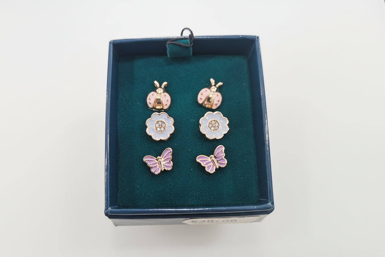 Ladybird, Flower & Butterfly  Enamel Stud Earrings