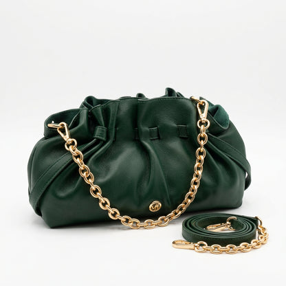 Ivy East/West Pleated Shoulder Bag Green