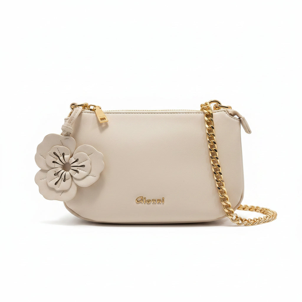 Onyx Small Curved Shoulder Bag White