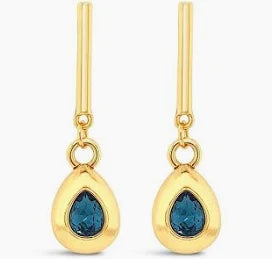 Gold Blue Drop Golld Earrings