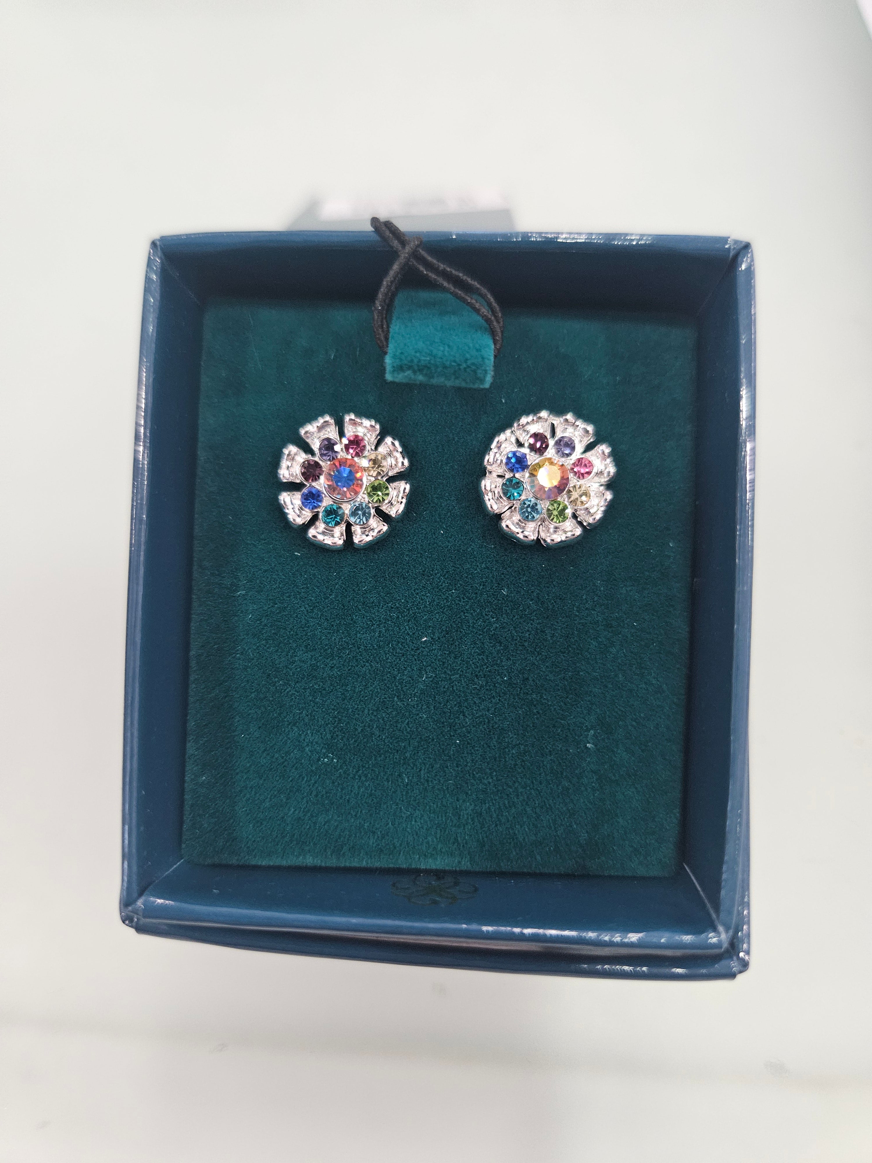 Colourful Flower  Silverplated  Earrings