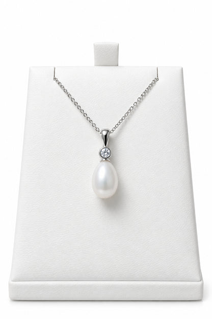 Sterling Silver Cubic Zirconia Fresh Water Pearl Pendant