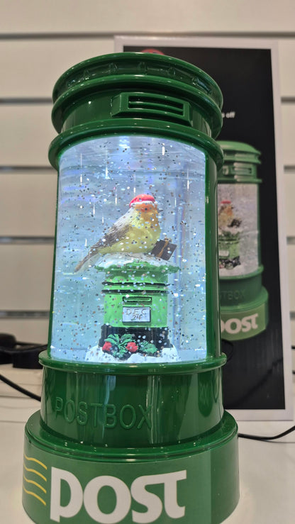 Green Post Box with Robin