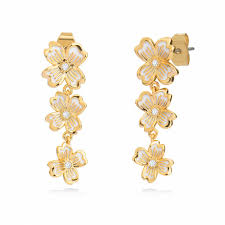 Tipperary Fleur Collection 3 Flower Earring Yellow Gold