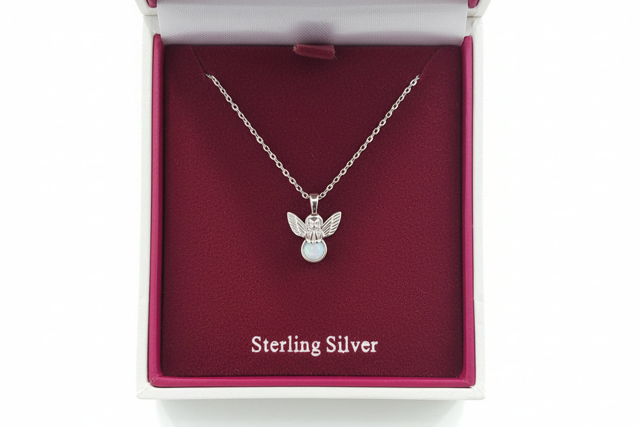 Silver Cherub Angel  with Moonstone