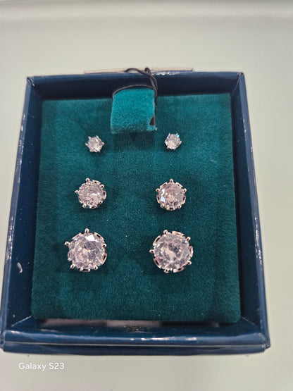 Trio Set of Crown Stud Earrings
