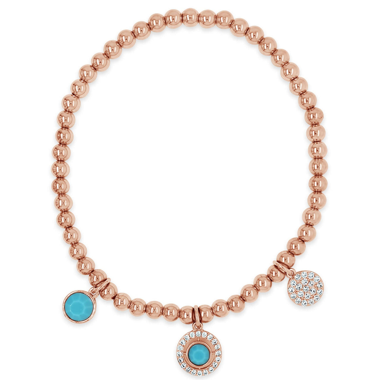Absolute Rose Gold  Beaded Aqua Stone Charms