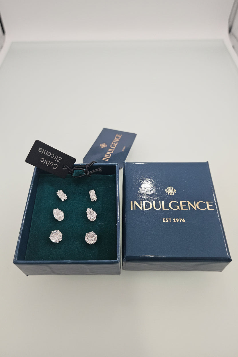 Set of 3 Cubic Zirconia Studs