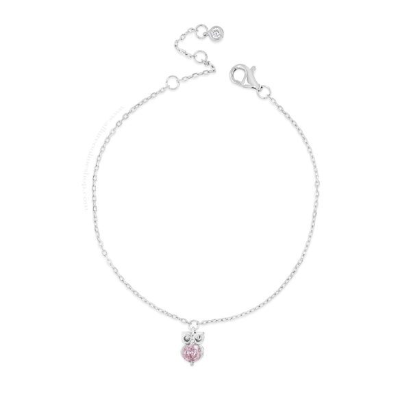 Absolute Kids Sterling Silver Owl Bracelet with Pink Stone