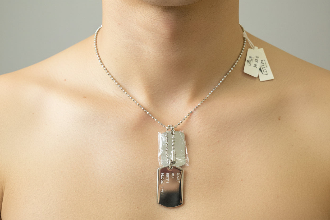 Lotus Style Dog Tags Steel Necklace