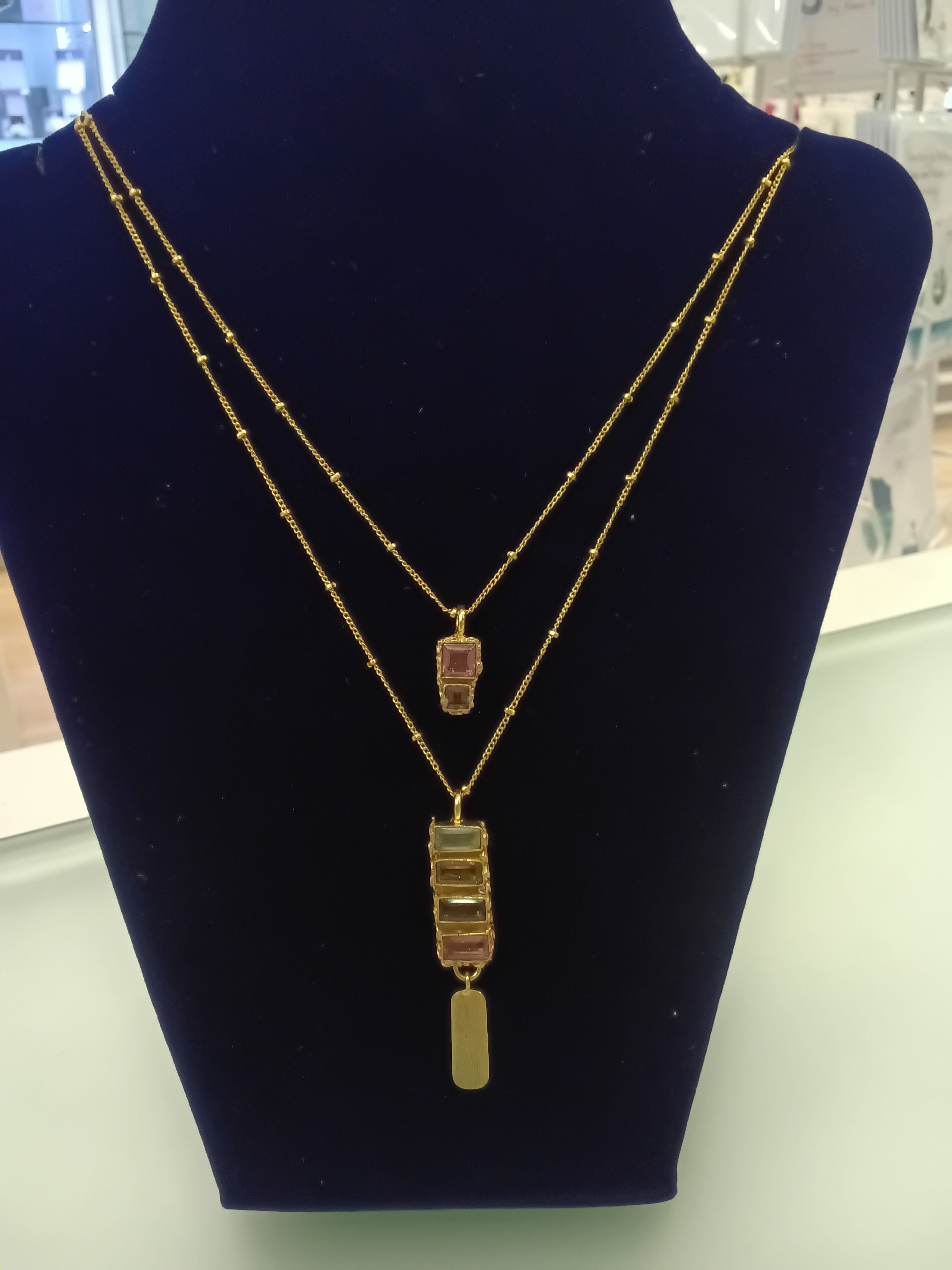 Cherry Crackle +Smokey+Prehnite+Citrine Gold Plated Necklace