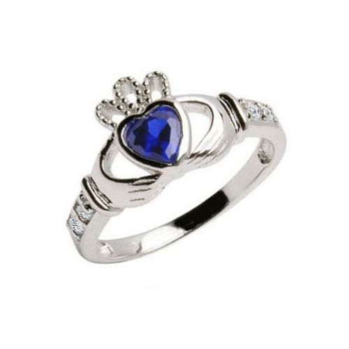 Cailín Sterling Silver Sapphire Claddagh Ring