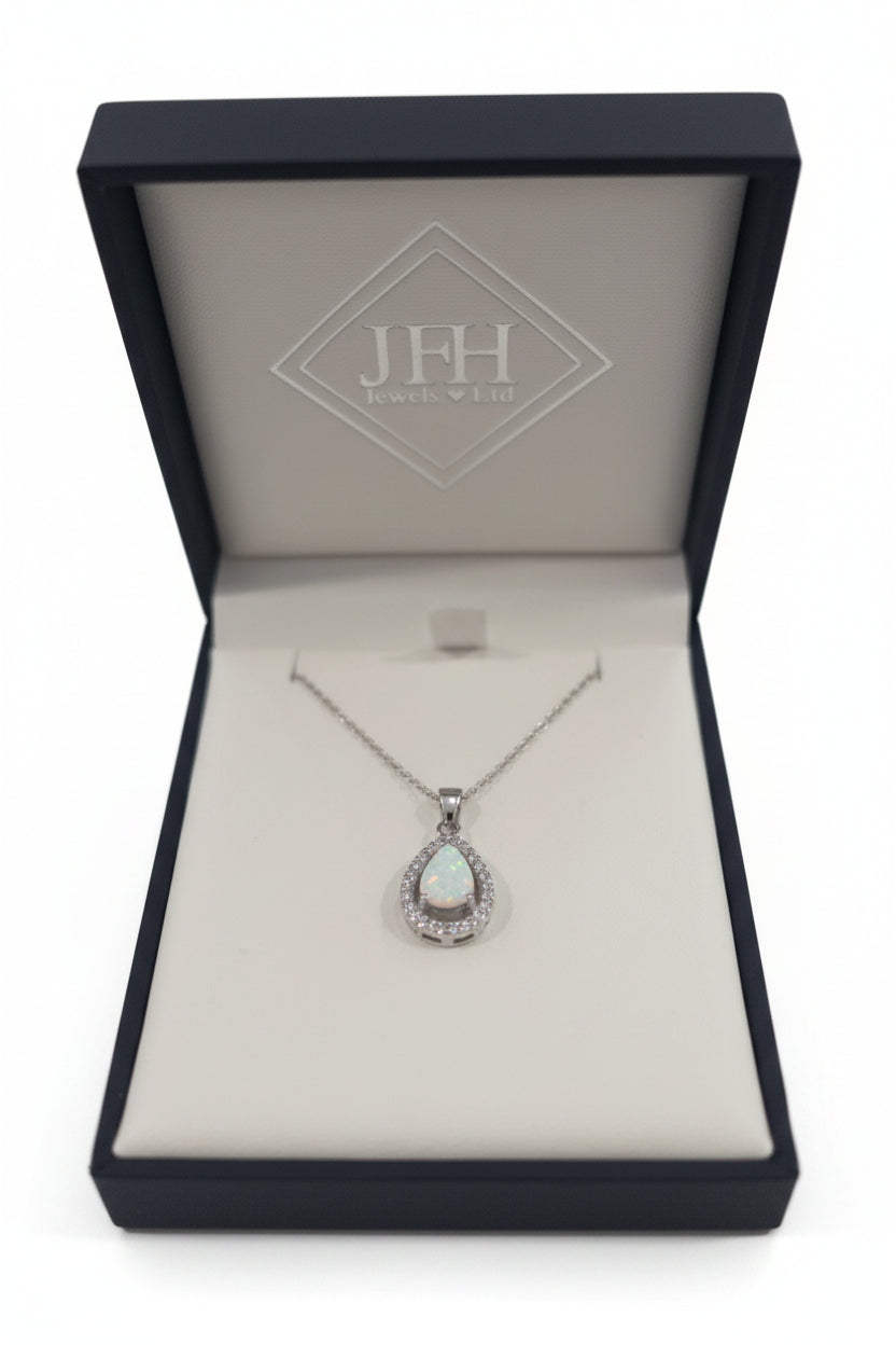 Sterling Silver Opal Tear Drop Pendant