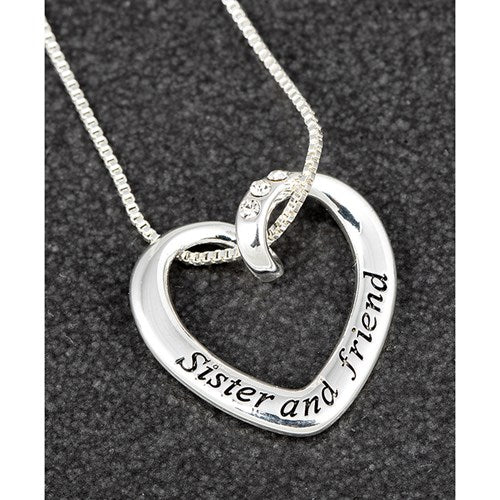 Twisted Heart Silver Plated Sister Necklace