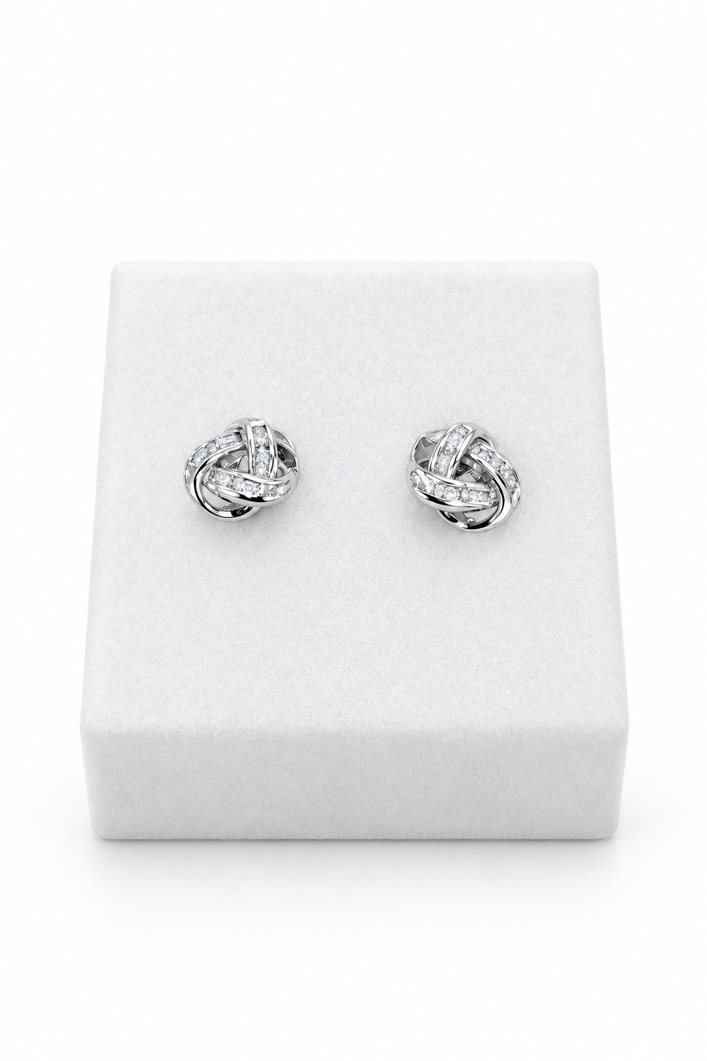 Sterling Silver CZ Knot Stud Earrings