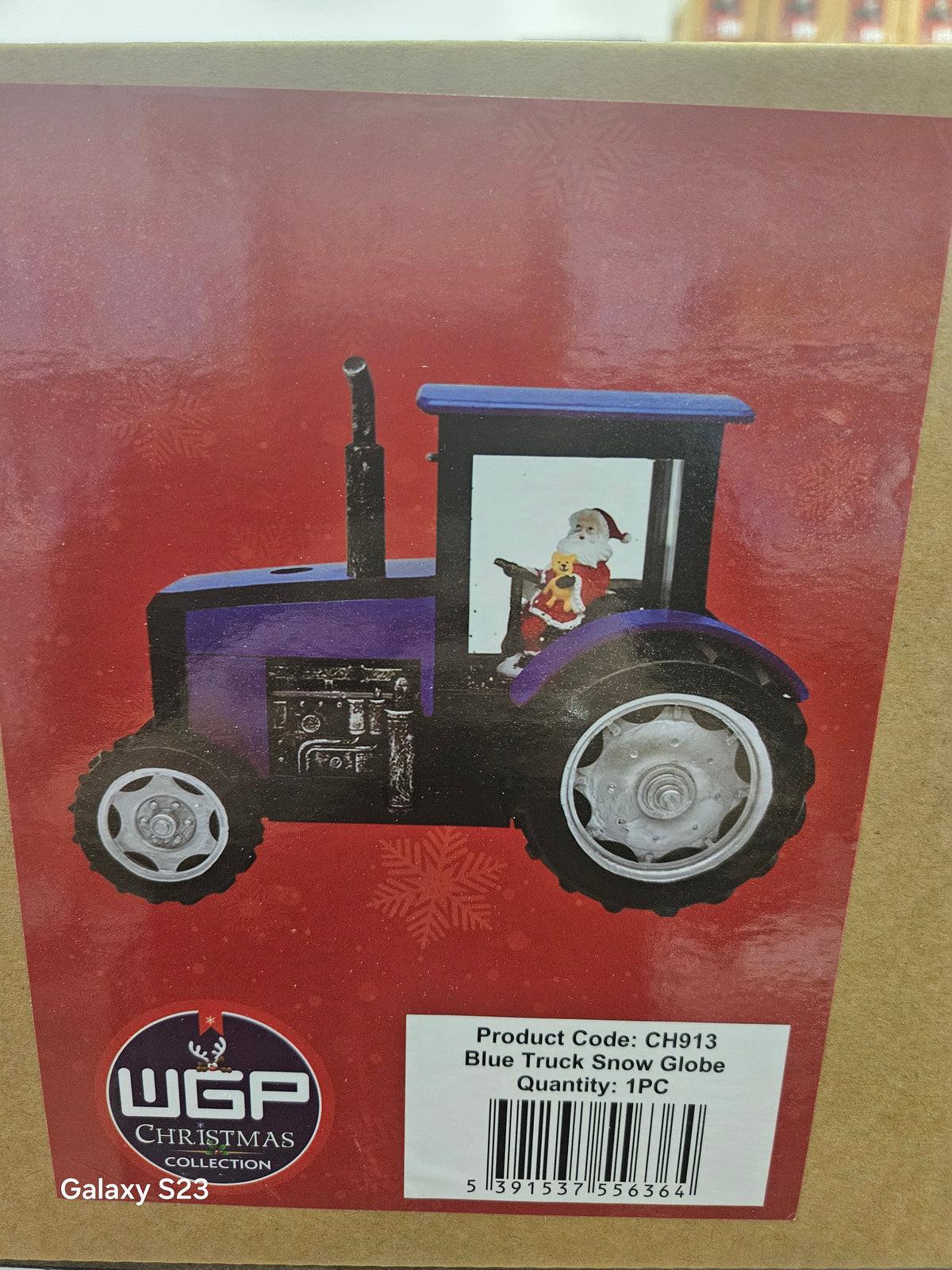 Blue Tractor Snow Globe