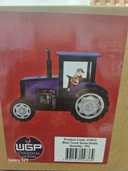Blue Tractor Snow Globe