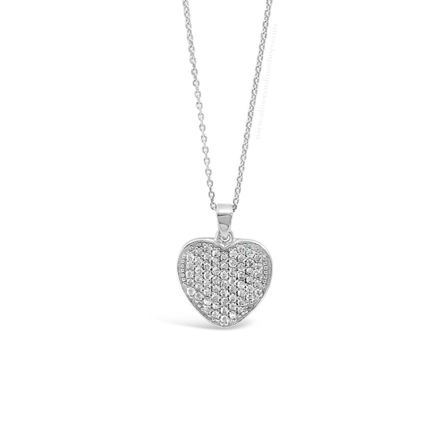 Absolute Kids Pave Silver Heart Necklace