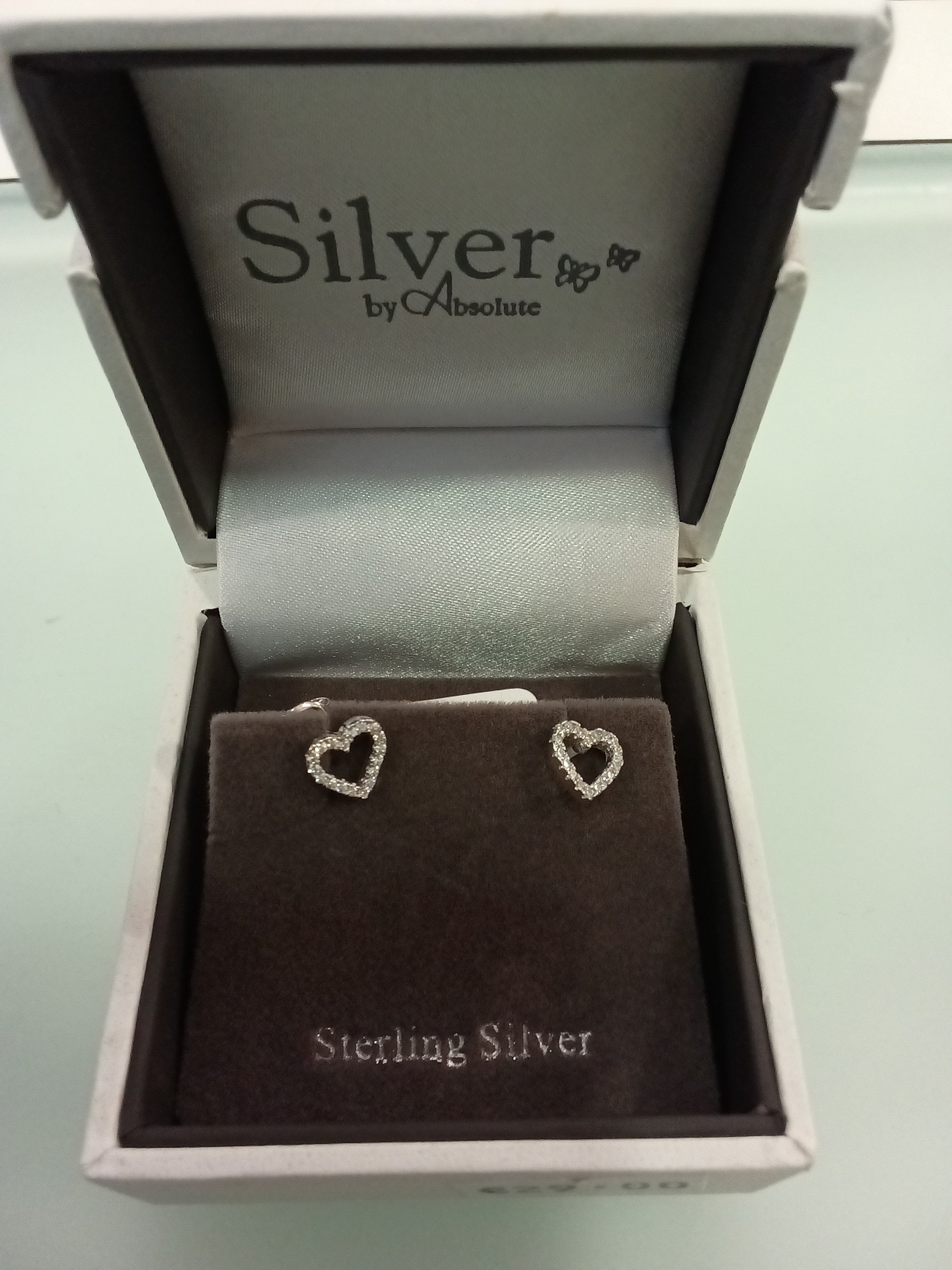 Silver by Absolute Silver Cubic Zirconia Heart Earrings
