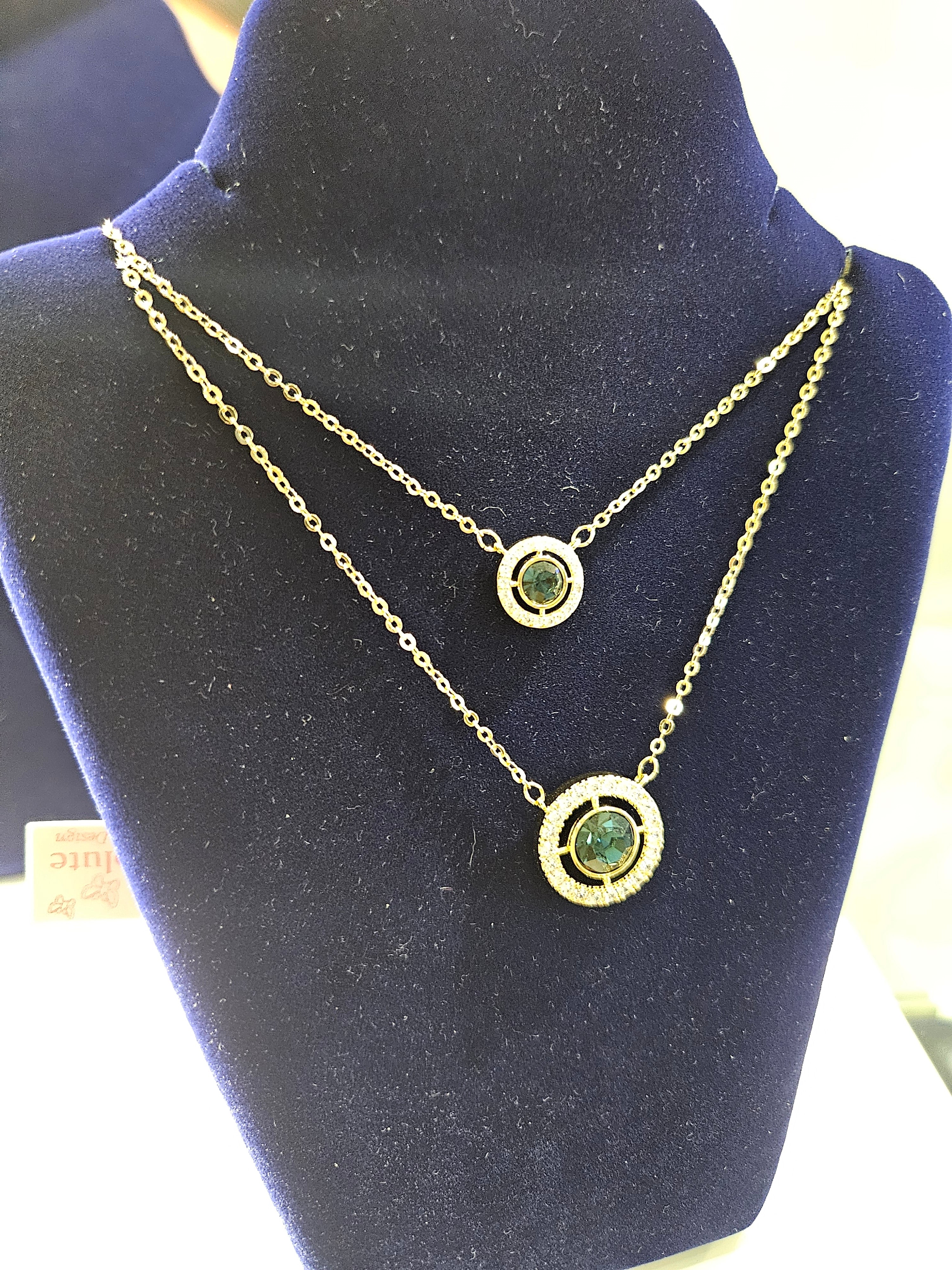 Absolute Double Chain Goldplated with Blue Stones