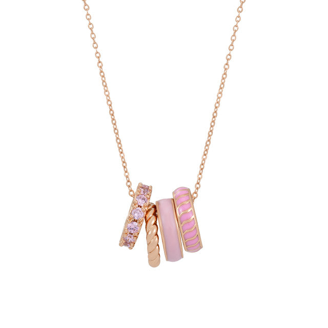 Tipperary Halo Sunset Pendant Rose Gold and Pink