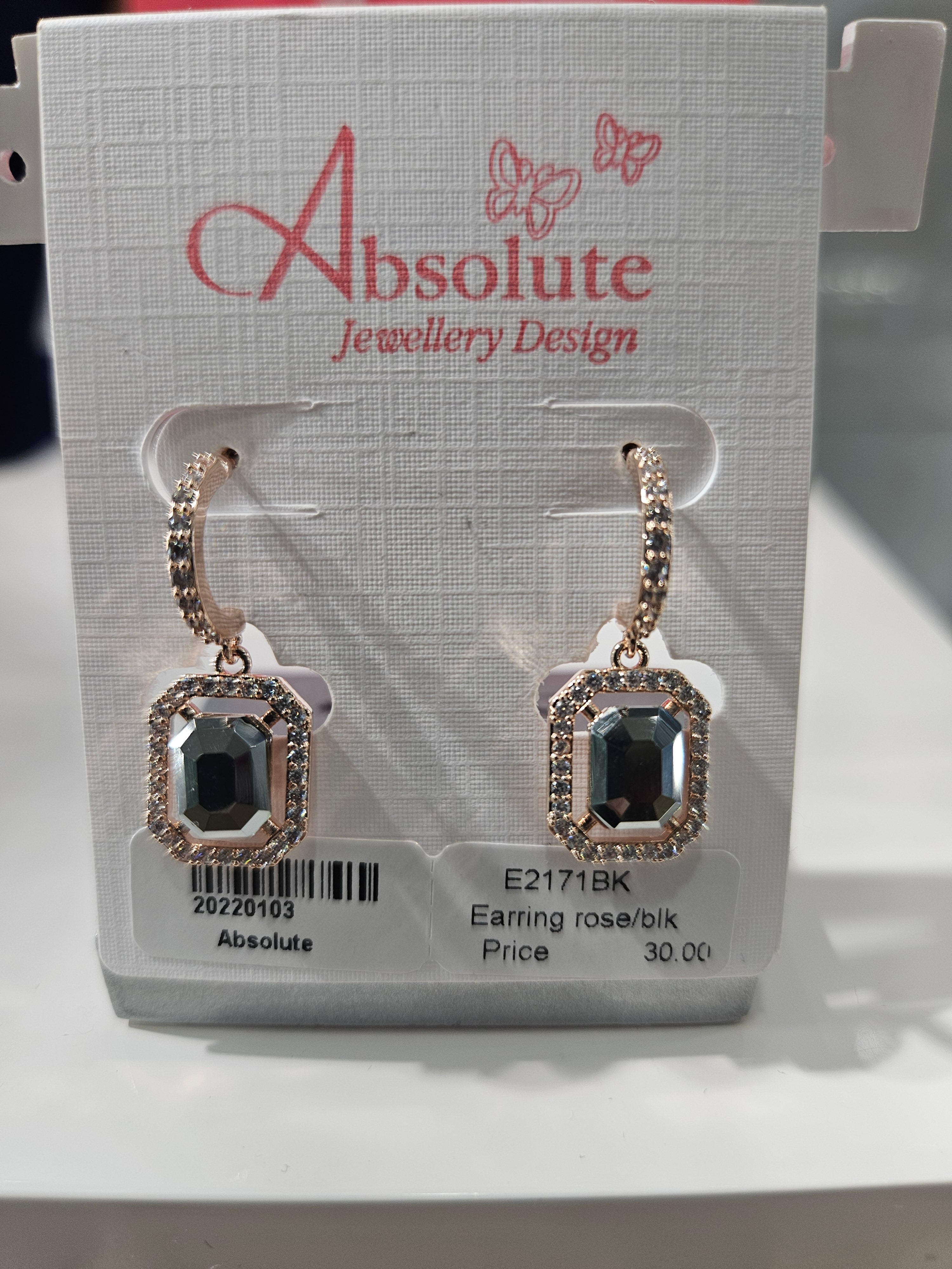 Absolute Rosegold Plated & Black Earrings