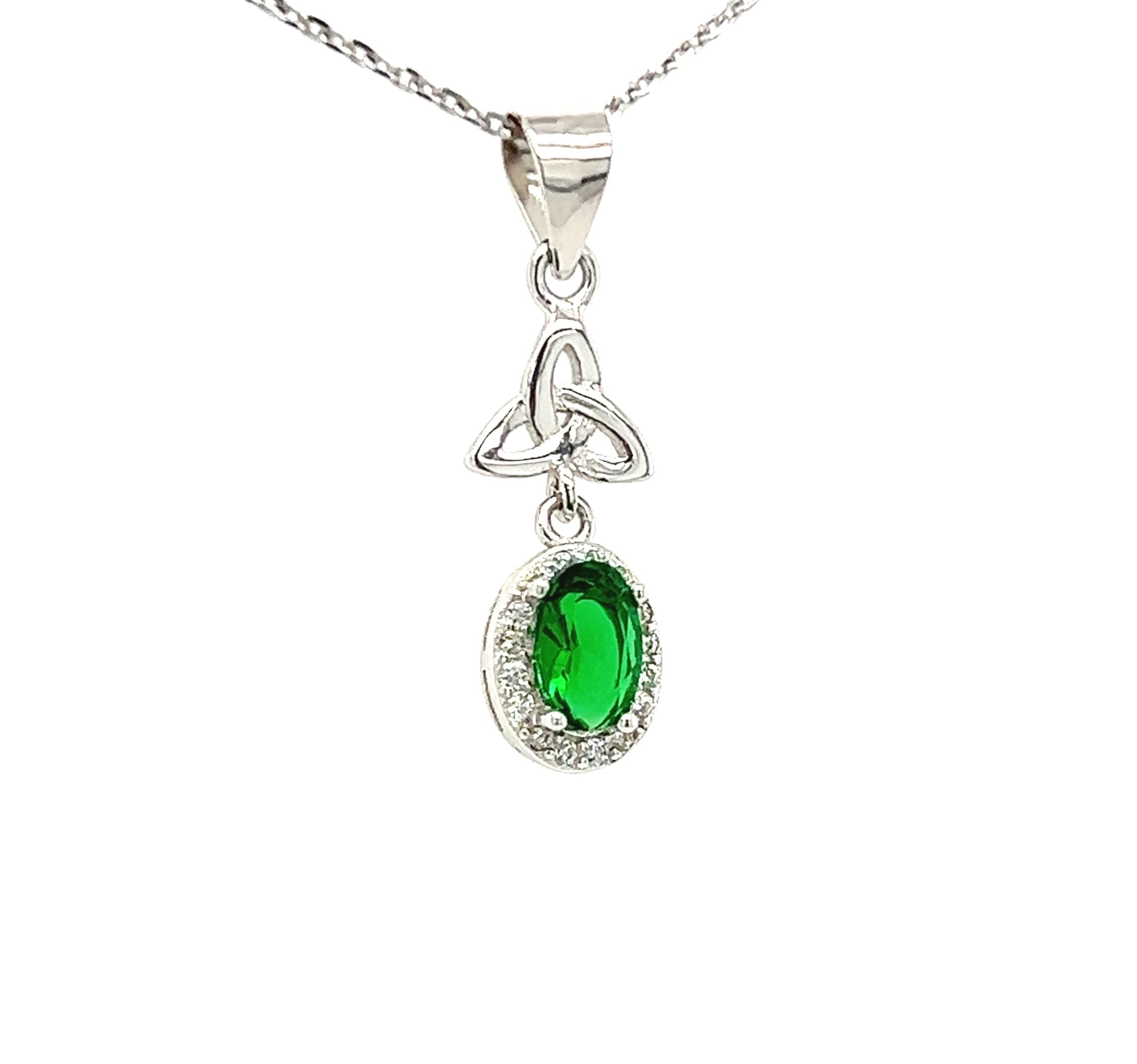 Cailín Trinity Pendant  with Green Stone