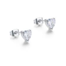 Cristallo Silver Heart Shape Kids Stud Earrings