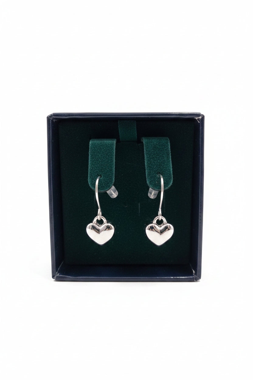 Silverplated  drop heart earrings