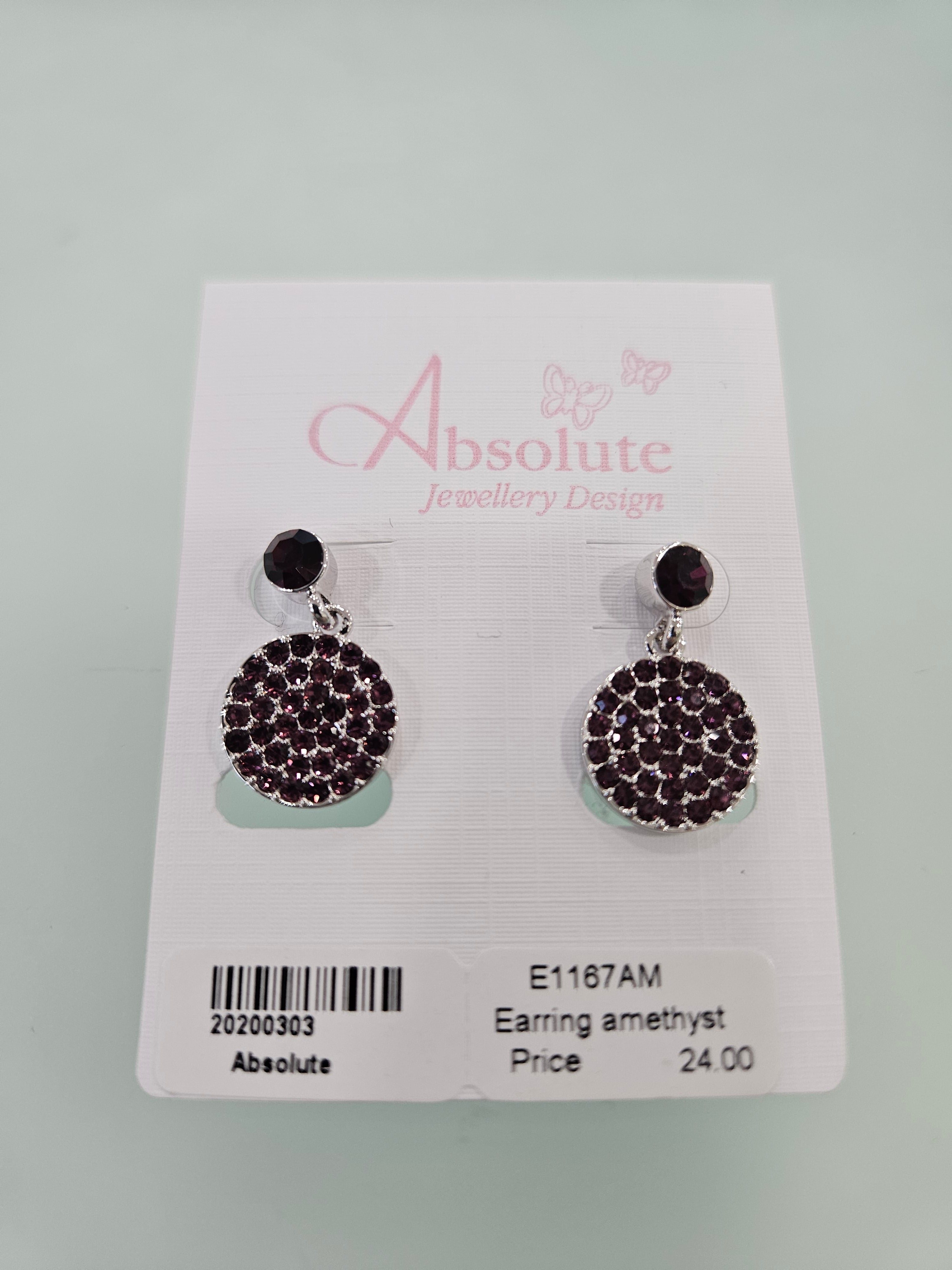Absolute Circular Amethyst Stone Earrings