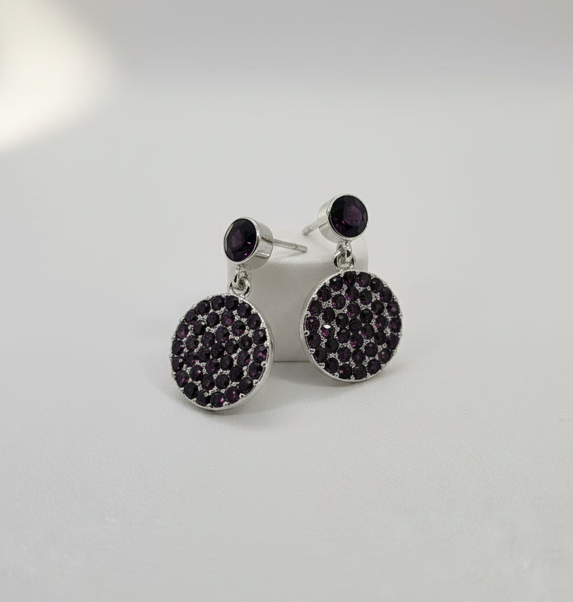 Absolute Circular Amethyst Stone Earrings