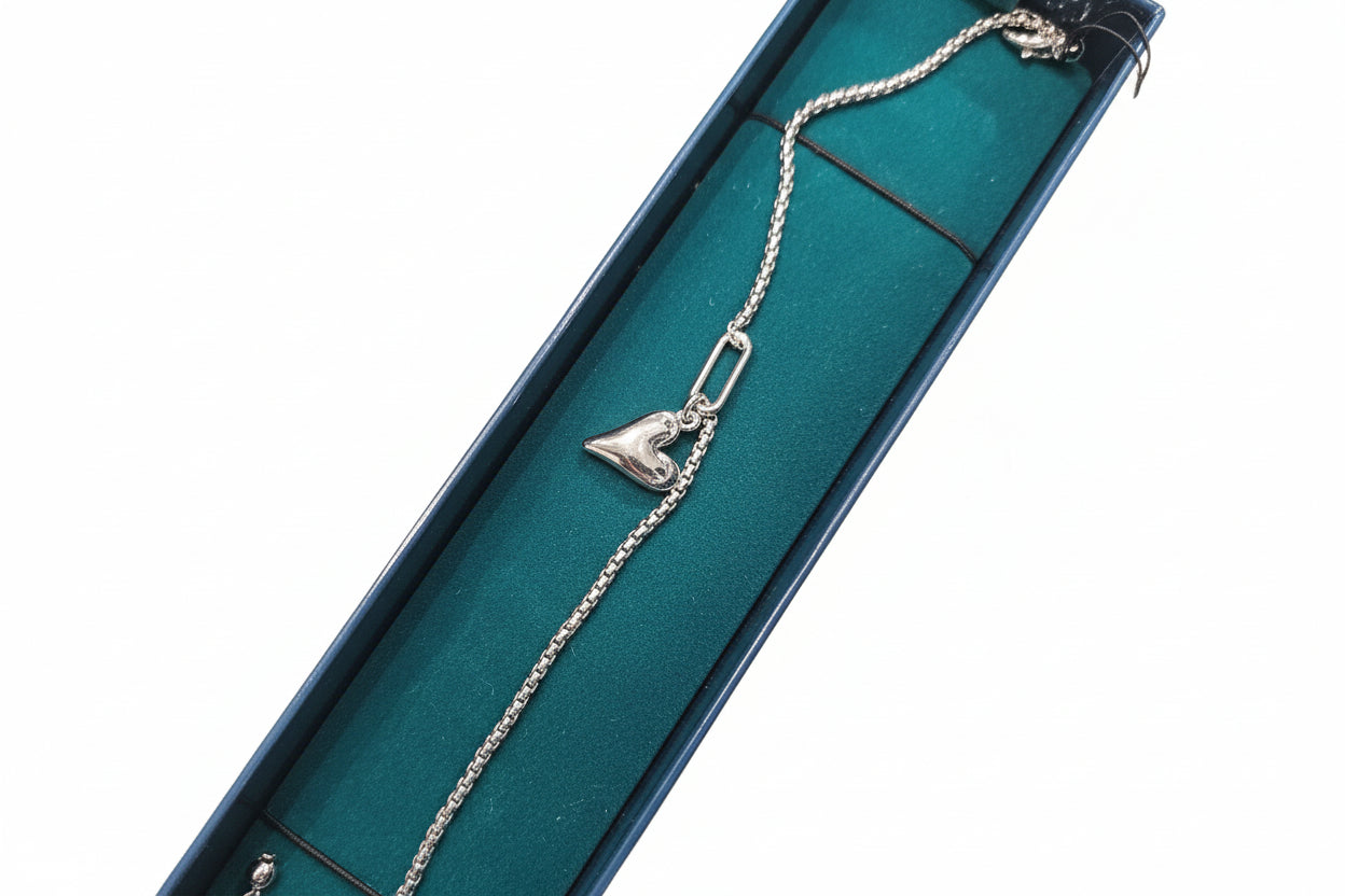 Silver Bracelet with Heart Charm
